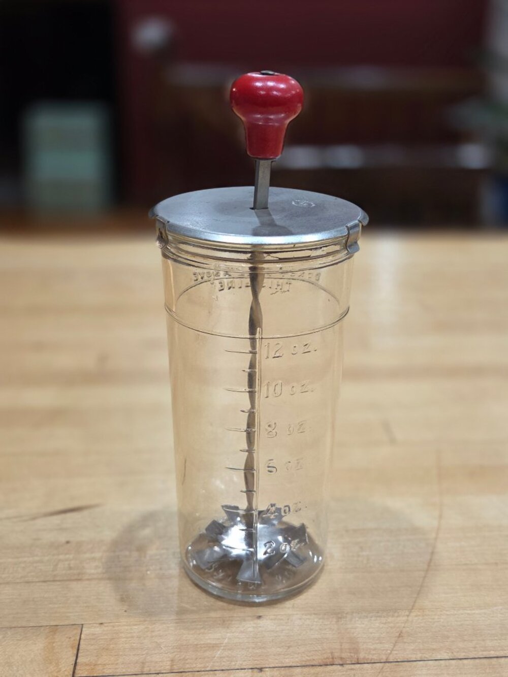 Vintage Antique A&J Hazel Atlas 12 oz Glass Quick Mixer Cream Whipper - Picture 7 of 7